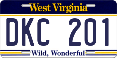 WV license plate DKC201