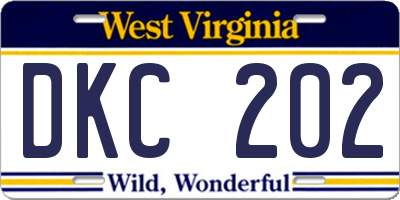 WV license plate DKC202