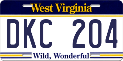 WV license plate DKC204