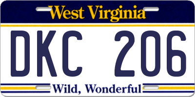 WV license plate DKC206