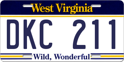 WV license plate DKC211
