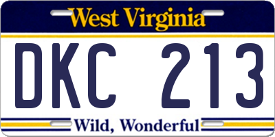 WV license plate DKC213