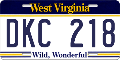 WV license plate DKC218