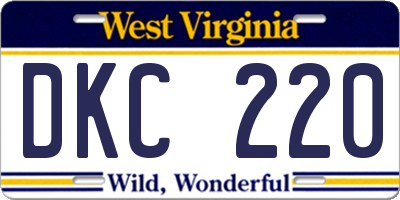 WV license plate DKC220