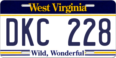 WV license plate DKC228