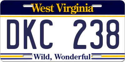 WV license plate DKC238