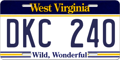 WV license plate DKC240