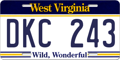 WV license plate DKC243