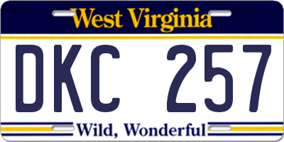 WV license plate DKC257