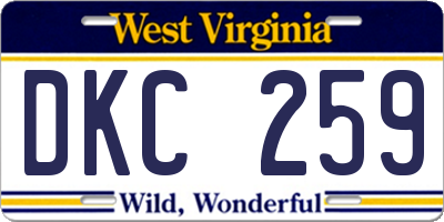WV license plate DKC259