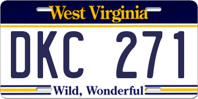WV license plate DKC271