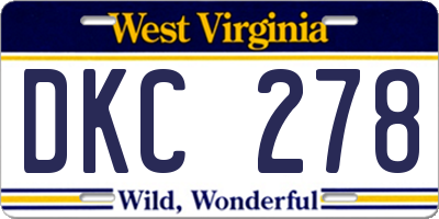 WV license plate DKC278