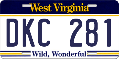 WV license plate DKC281