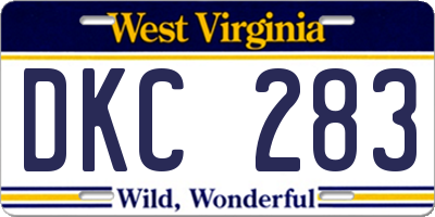 WV license plate DKC283