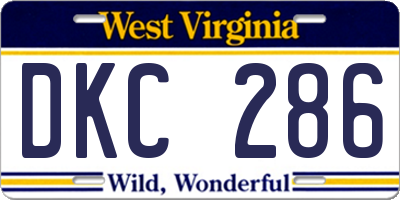 WV license plate DKC286
