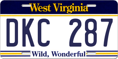 WV license plate DKC287