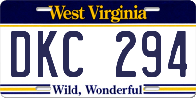 WV license plate DKC294