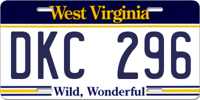 WV license plate DKC296