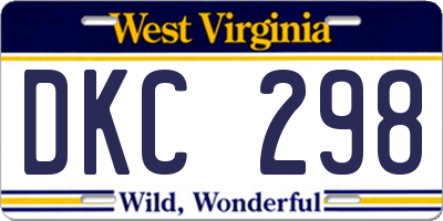WV license plate DKC298