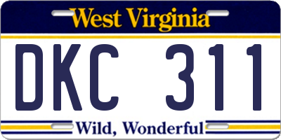 WV license plate DKC311