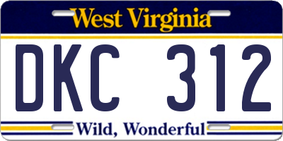 WV license plate DKC312