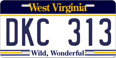 WV license plate DKC313