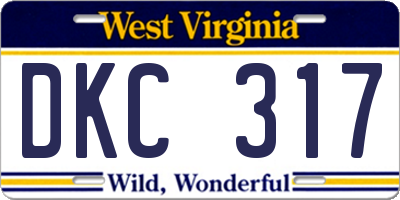 WV license plate DKC317