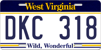 WV license plate DKC318