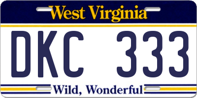 WV license plate DKC333