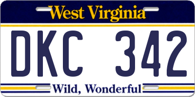 WV license plate DKC342