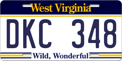 WV license plate DKC348