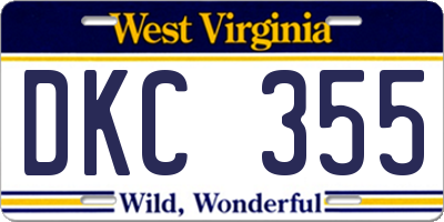 WV license plate DKC355