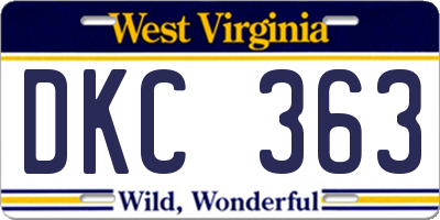 WV license plate DKC363