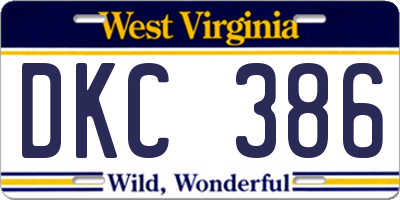 WV license plate DKC386