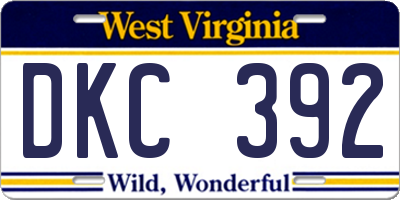 WV license plate DKC392