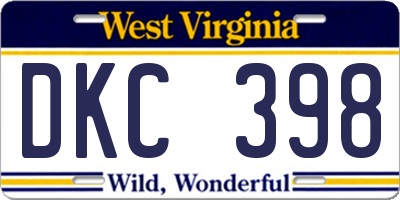 WV license plate DKC398
