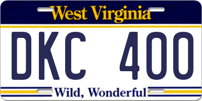 WV license plate DKC400