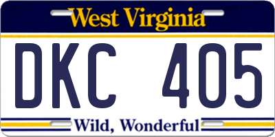 WV license plate DKC405