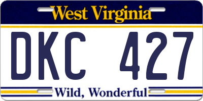 WV license plate DKC427