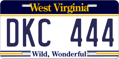 WV license plate DKC444