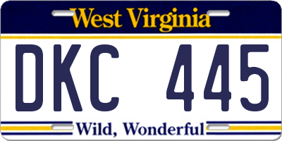 WV license plate DKC445