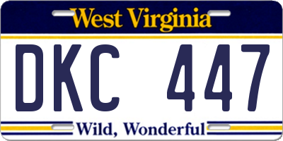 WV license plate DKC447