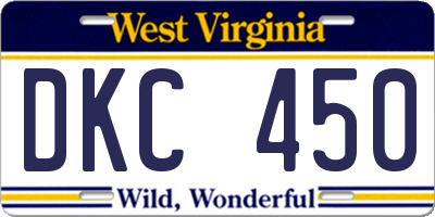 WV license plate DKC450