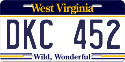 WV license plate DKC452