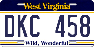 WV license plate DKC458