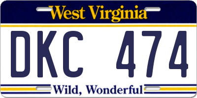 WV license plate DKC474