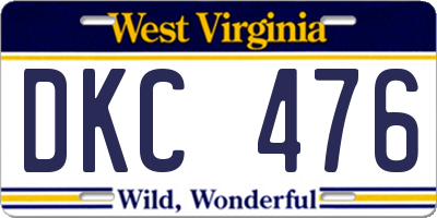 WV license plate DKC476