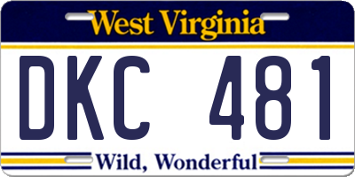 WV license plate DKC481