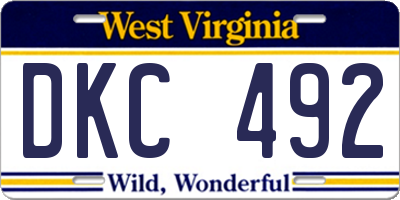 WV license plate DKC492