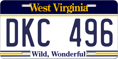 WV license plate DKC496